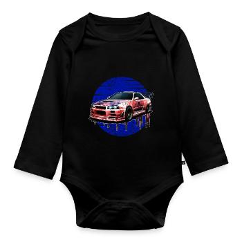 Jdm Halloween edition / Costume de mécanicien Tuning - Body Bébé bio manches longues - noir - Devant