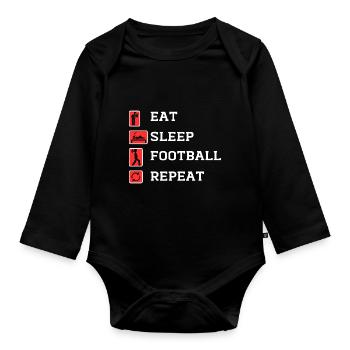 FOOTBALL REPEAT - Organic Longsleeve Baby Bodysuit - black - Front
