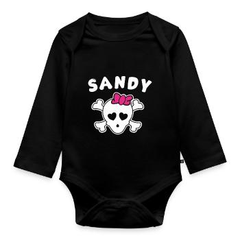 Piratin Sandy Design für Mädchen und Frauen - Baby Bio-Langarm-Body - Schwarz - Vorne