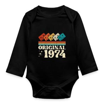 50e anniversaire 1974 millésime millésime - Body Bébé bio manches longues - noir - Devant