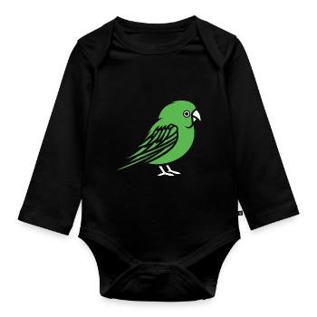 Niedlicher kleiner Wellensittich - Baby Bio-Langarm-Body - Schwarz - Vorne