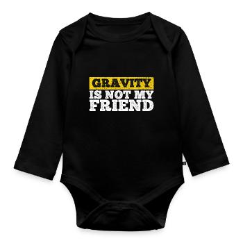 Gravity Injury Broken Bone Fail Post Surgery Gag - Baby Bio-Langarm-Body - Schwarz - Vorne