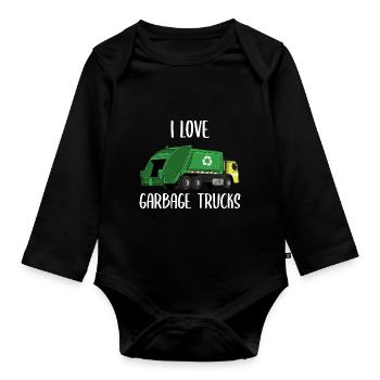 Müllwagen Liebe Müllabfuhr Kind Junge I Geschenk - Baby Bio-Langarm-Body - Schwarz - Vorne