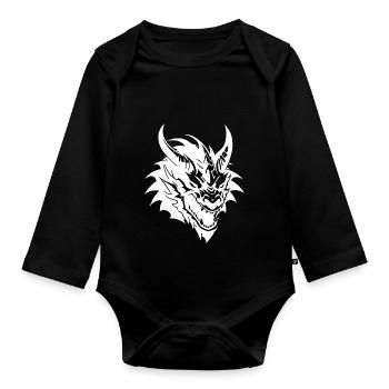 Fantasy Dragon Anime Dragon Head Reptile mythique - Body Bébé bio manches longues - noir - Devant