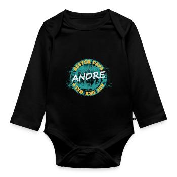 Father's Day Andre - Organic Longsleeve Baby Bodysuit - black - Front