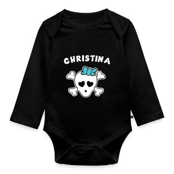 Pirate Christina Design pour les filles et les femmes - Body Bébé bio manches longues - noir - Devant