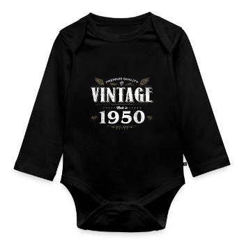 74 Jahre alter Jahrgang 1950 Limitierte Auflage 74. - Baby Bio-Langarm-Body - Schwarz - Vorne
