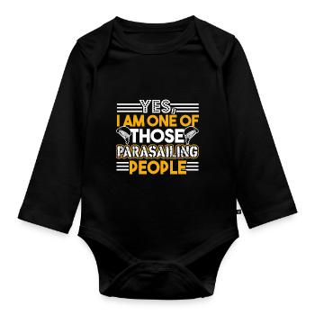 Parasailing I'm One Of Those Parasailing People - Organic Longsleeve Baby Bodysuit - black - Front