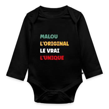 Malou - Body Bébé bio manches longues - noir - Devant