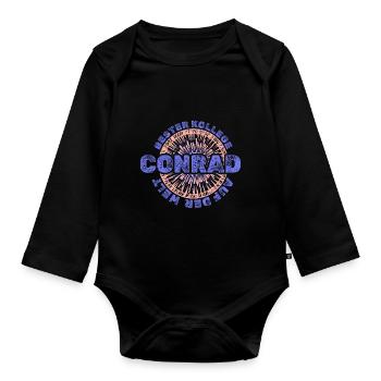 Conrad as a first name - Organic Longsleeve Baby Bodysuit - black - Front