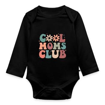 Cool Moms Club Drôle Rétro Groovy Maman Maman - Body Bébé bio manches longues - noir - Devant