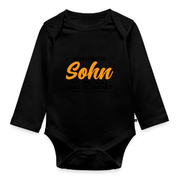 Sohn Familie Sohn Geschenk - Baby Bio-Langarm-Body - Schwarz - Vorne
