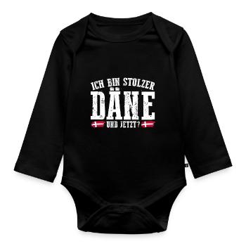 Danes Danish Denmark - Organic Longsleeve Baby Bodysuit - black - Front