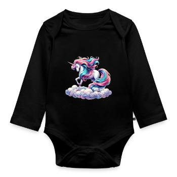 Licorne mythique - Body Bébé bio manches longues - noir - Devant