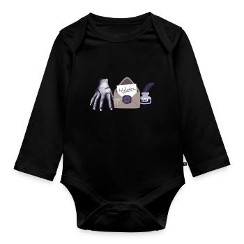 Main zombie avec lettre - Body Bébé bio manches longues - noir - Devant