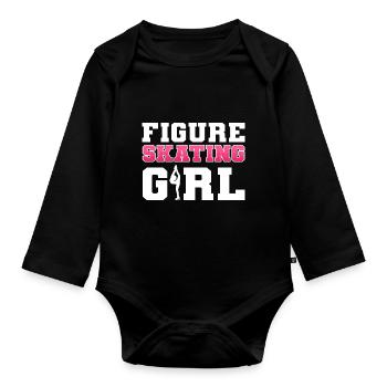 Ice skating Ice skating Ice skating - Organic Longsleeve Baby Bodysuit - black - Front