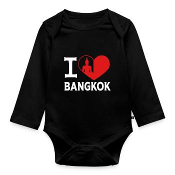 Thailand Bangkok - Baby Bio-Langarm-Body - Schwarz - Vorne