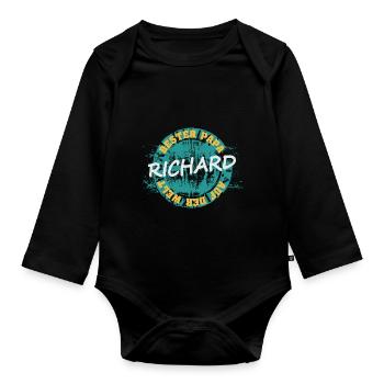 Vatertag Richard - Baby Bio-Langarm-Body - Schwarz - Vorne