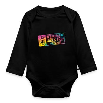 Warnung Girls Trip Im Gange - Baby Bio-Langarm-Body - Schwarz - Vorne