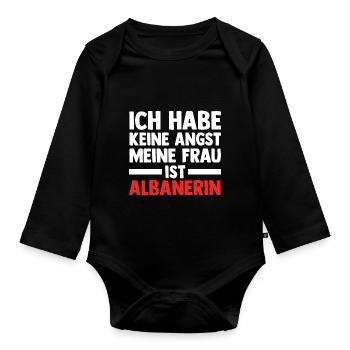 Albanians Albanian Albania - Organic Longsleeve Baby Bodysuit - black - Front