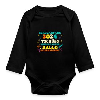 Parents School Child Primary School First Grade Enrollment - Organic Longsleeve Baby Bodysuit - black - Front