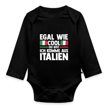Italiener Italien - Baby Bio-Langarm-Body - Schwarz - Vorne