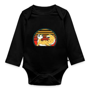 Leopard Gecko - Organic Longsleeve Baby Bodysuit - black - Front