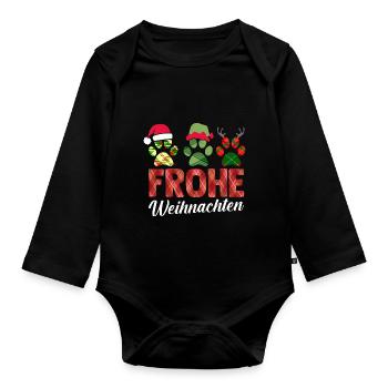 Père Noël Fête de Noël Noël Chats - Body Bébé bio manches longues - noir - Devant