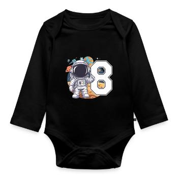 8th Birthday Astronaut Space Adventure for Boys - Baby Bio-Langarm-Body - Schwarz - Vorne