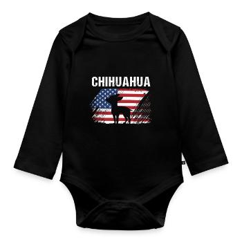 Chihuahua - Body Bébé bio manches longues - noir - Devant