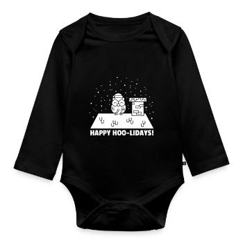 Happy Hoo-lidays - Organic Longsleeve Baby Bodysuit - black - Front