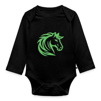 Green Horse – Un design imaginatif pour les mensonges de cheval - Body Bébé bio manches longues - noir - Devant