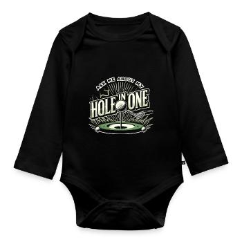 Fragen Sie mich nach meinem Hole In One - Baby Bio-Langarm-Body - Schwarz - Vorne