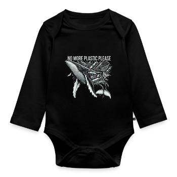 Bitte kein Plastik mehr - Baby Bio-Langarm-Body - Schwarz - Vorne