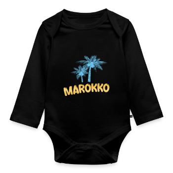 Morocco as Morocco - Organic Longsleeve Baby Bodysuit - black - Front
