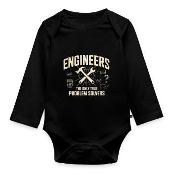Engineers The True Problem Solvers für einen - Baby Bio-Langarm-Body - Schwarz - Vorne