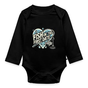 Ich fische beim ersten Date - Baby Bio-Langarm-Body - Schwarz - Vorne