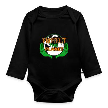Earth Day Protect The Planet Earth - Organic Longsleeve Baby Bodysuit - black - Front
