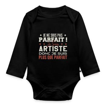 Un Artiste, le Métier de Rêve Mis à l’Honneur - Body Bébé bio manches longues - noir - Devant
