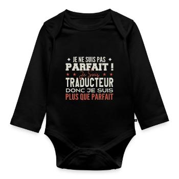 Un Traducteur, le Métier de Rêve Mis à l’Honneur - Body Bébé bio manches longues - noir - Devant