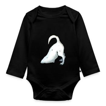 Jack Russell creuse - Body Bébé bio manches longues - noir - Devant