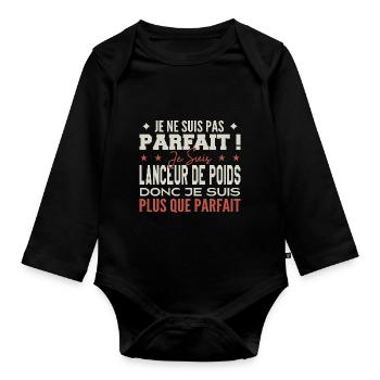Lanceur de poids le Métier de Rêve Mis à l’Honneur - Body Bébé bio manches longues - noir - Devant