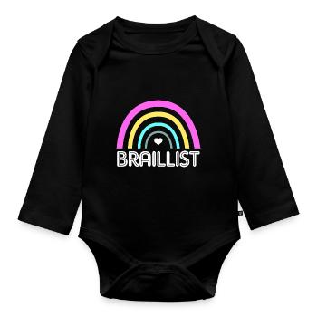 Blind Blindenschrift Braille - Baby Bio-Langarm-Body - Schwarz - Vorne