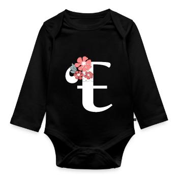 Letter e Minimalistische Blumen - Baby Bio-Langarm-Body - Schwarz - Vorne