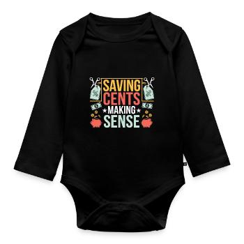 Cent sparen Making Sense Couponer Shopper Sparen - Baby Bio-Langarm-Body - Schwarz - Vorne