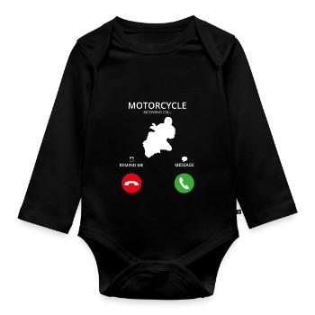 Call Mobile Phone - Organic Longsleeve Baby Bodysuit - black - Front