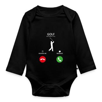 Call Mobile Call golfsports golfer caddi - Organic Longsleeve Baby Bodysuit - black - Front