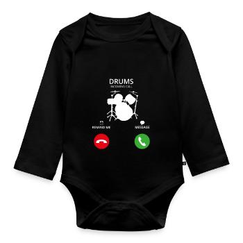 Call Mobile Call DRUMMER DRUMS drums - Organic Longsleeve Baby Bodysuit - black - Front