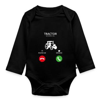 Call Mobile Anruf tractor traktor landwirt - Baby Bio-Langarm-Body - Schwarz - Vorne