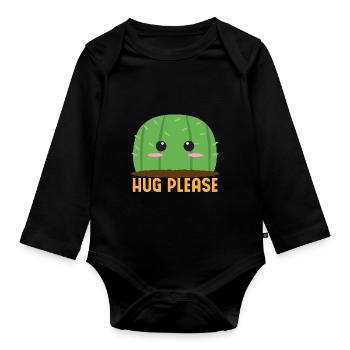 Umarm Mich Bitte Kaktus - Baby Bio-Langarm-Body - Schwarz - Vorne